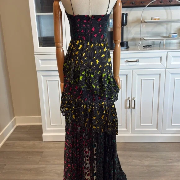 Alice + Olivia Pink and Red Embellished Tiered Maxi Dress - Picture 5 of 12